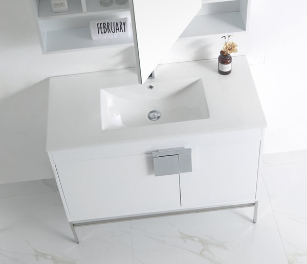 40" Tennant Brand Kuro Minimalistic White Bathroom Vanity - CL-101WH-40ZI - Bentoncollections