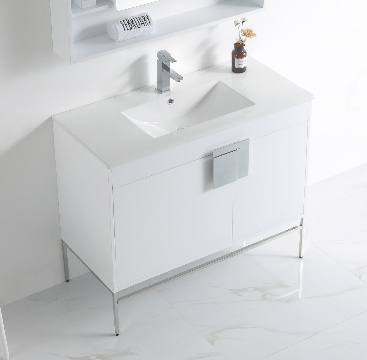 40" Tennant Brand Kuro Minimalistic White Bathroom Vanity - CL-101WH-40ZI - Bentoncollections