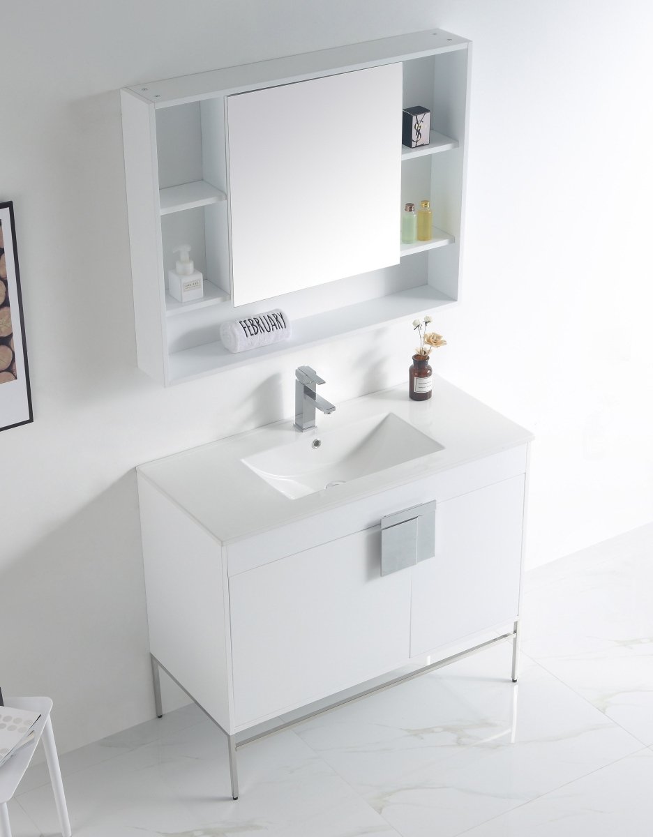 40" Tennant Brand Kuro Minimalistic White Bathroom Vanity - CL-101WH-40ZI - Bentoncollections