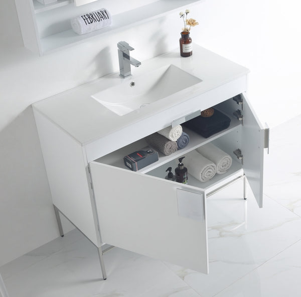 40" Tennant Brand Kuro Minimalistic White Bathroom Vanity - CL-101WH-40ZI - Bentoncollections