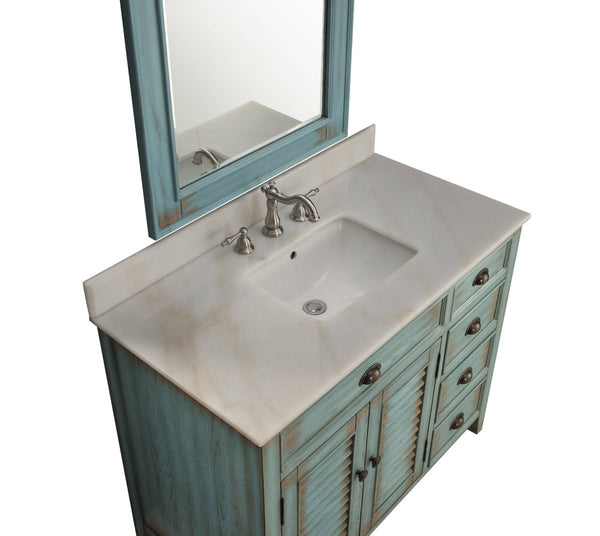 42" Abbeville Distressed Blue Bathroom Sink Vanity CF-78888BU - Bentoncollections