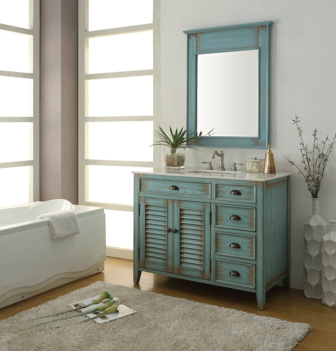 42 inch blue bathroom vanity discount
