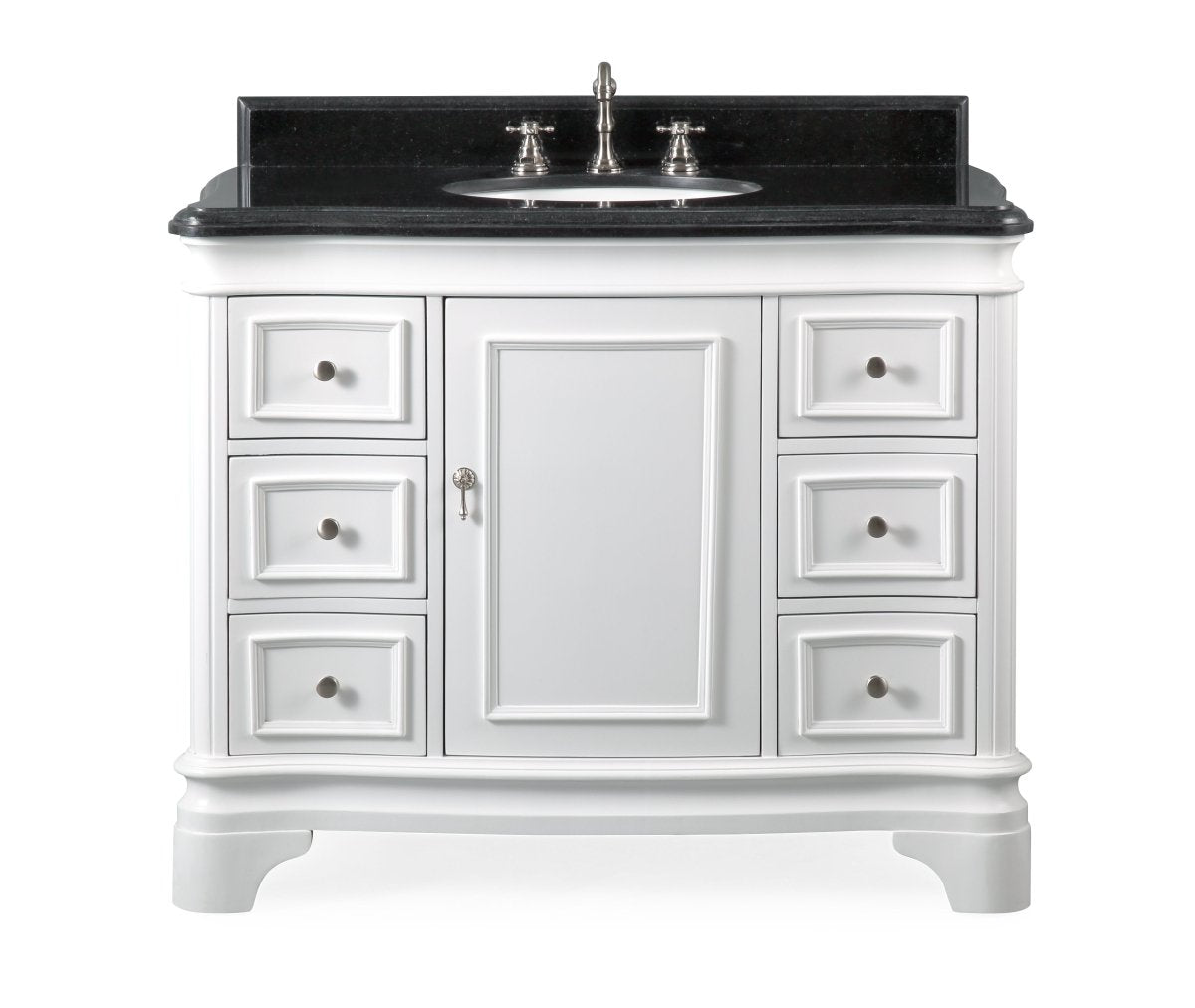42" Benton Collection Carrara Marble Top Sesto White Bathroom Vanity Q1044W - Bentoncollections