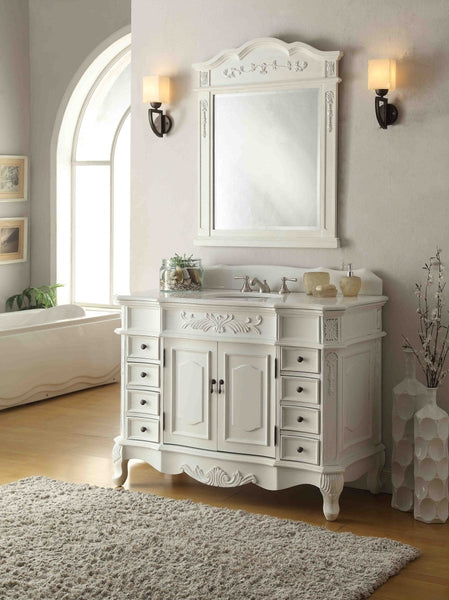 42" Benton Collection Classic style antique white Morton Bathroom Sink Vanity CF-2815W-AW-42 - Bentoncollections