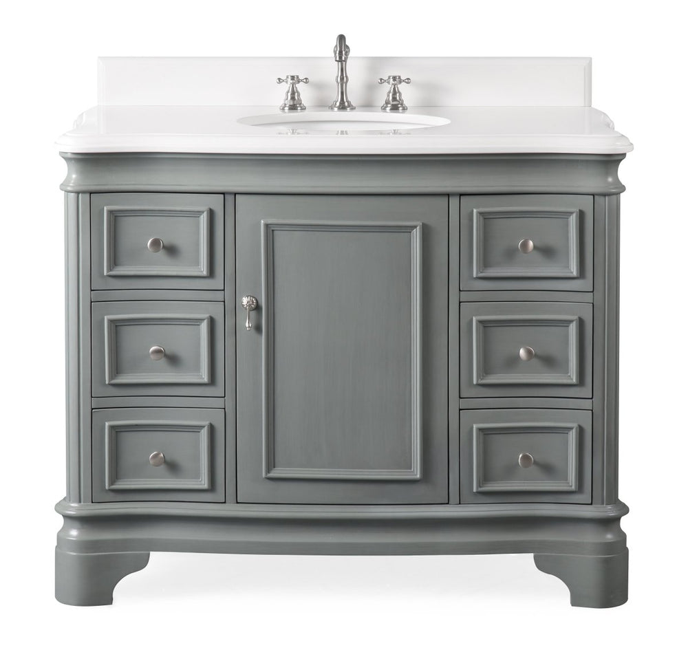 42" Modern Style Sesto Grey Bathroom Vanity - 1044CK-QT