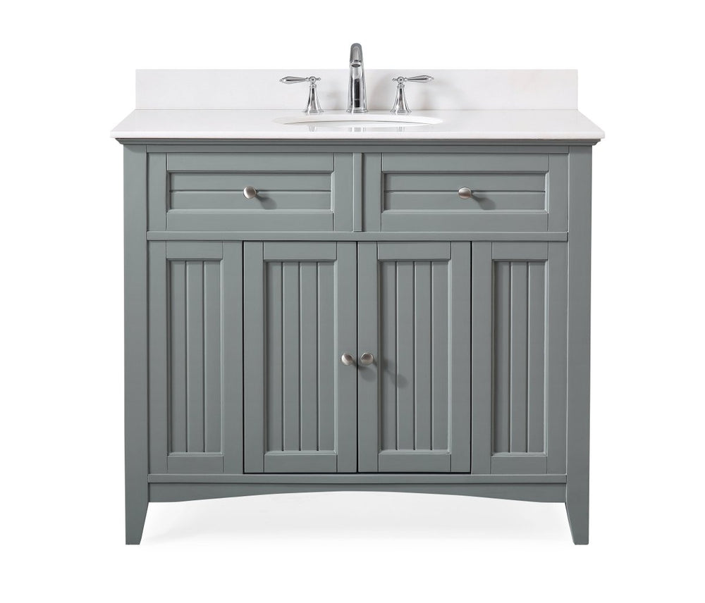 42" Triadsville Cottage Style Gray Bathroom Cabinet Sink Vanity
