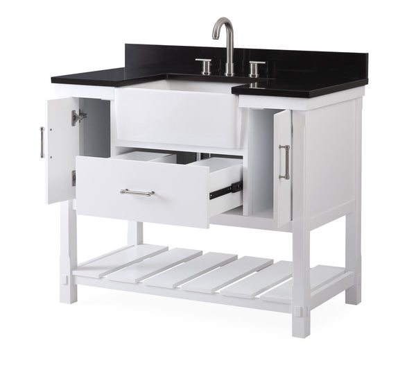 42-Inches Kendia Farmhouse Sink Bathroom Vanity - GD-7042-WT42-GT - Bentoncollections