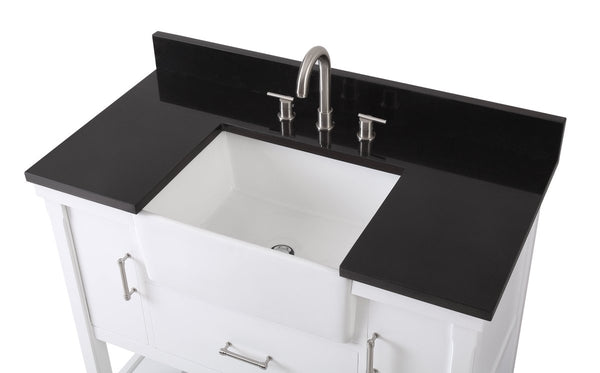 42-Inches Kendia Farmhouse Sink Bathroom Vanity - GD-7042-WT42-GT - Bentoncollections
