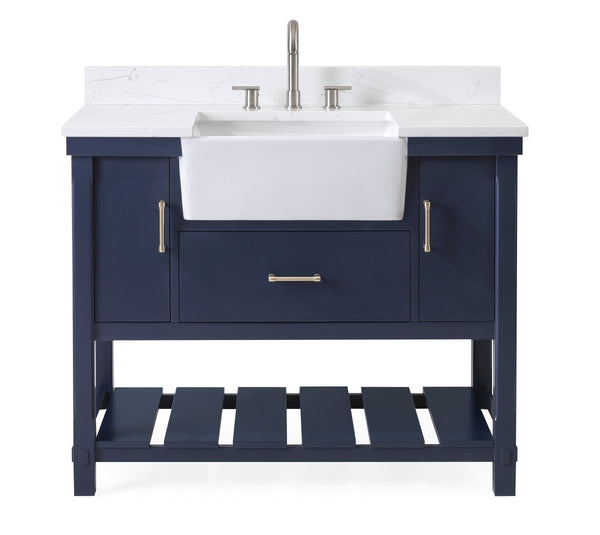 42-Inches Kendia Navy Blue Farmhouse Sink Bathroom Vanity - FW-7042-NB42 - Bentoncollections
