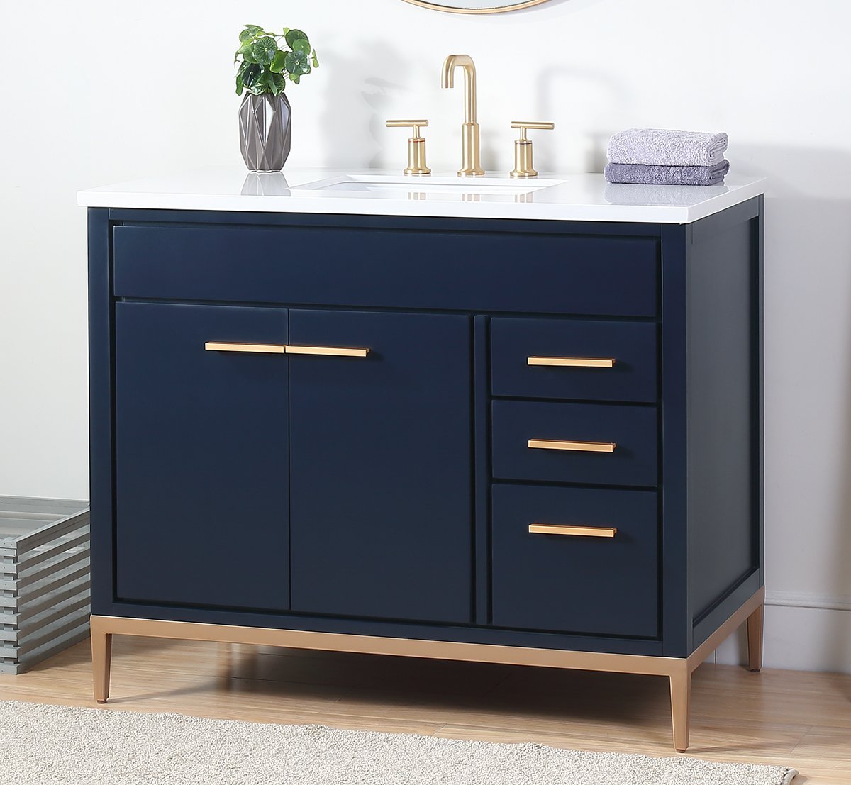 42" Tennant Brand Beatrice Navy Blue Modern Bathroom Sink Vanity TB-9444NB-V42 - Bentoncollections