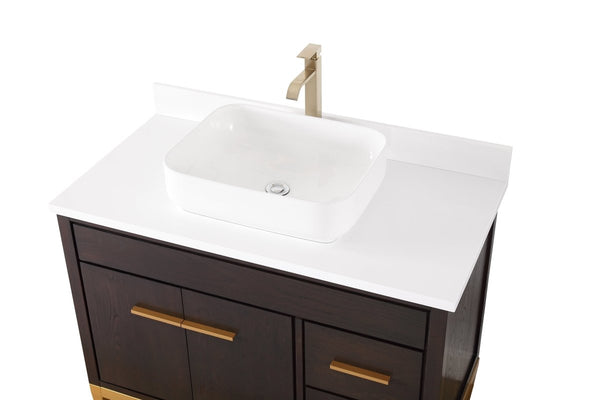 42" Tennant Brand Modern Style Beatrice Vessel Sink Bathroom Vanity - TB-9942DK-42QT - Bentoncollections
