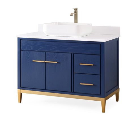 42" Tennant Brand Modern Style Blue Beatrice Vessel Sink Bathroom Vanity - TB-9942VB-42QT - Bentoncollections