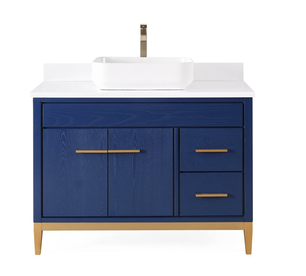 42" Tennant Brand Modern Style Blue Beatrice Vessel Sink Bathroom Vanity - TB-9942VB-42QT - Bentoncollections