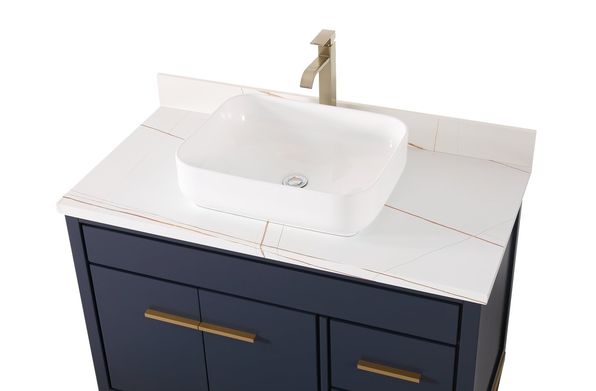 42" Tennant Brand Modern Style Navy Blue Beatrice Vessel Sink Bathroom Vanity - TB-9942NB-42NU - Bentoncollections