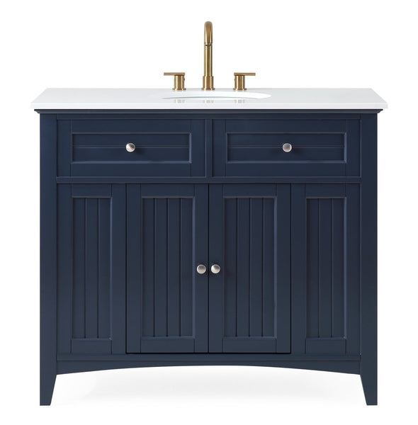42" Triadsville Cottage Style Navy Blue Bathroom Sink Vanity - GD-47535NB - Bentoncollections