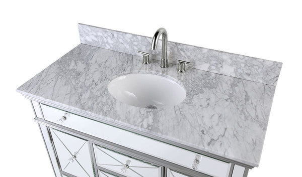 44" Benton Collection Mirrored Style Adelia Single Sink Bathroom Vanity with Carrara Top DH-13Q335 - Bentoncollections