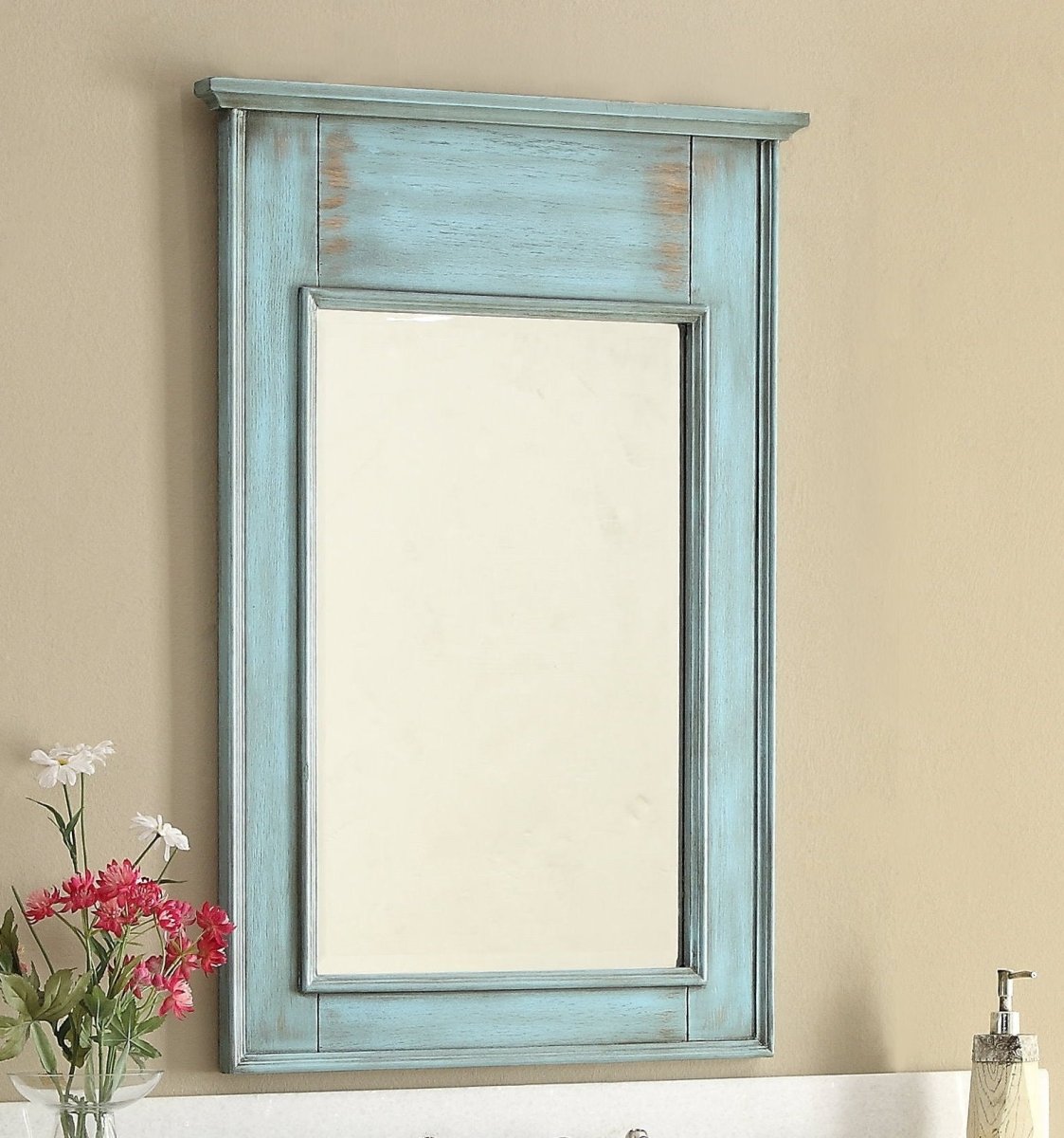 46 Inch Abbeville Farmhouse Style Distressed Blue Bathroom Vanity