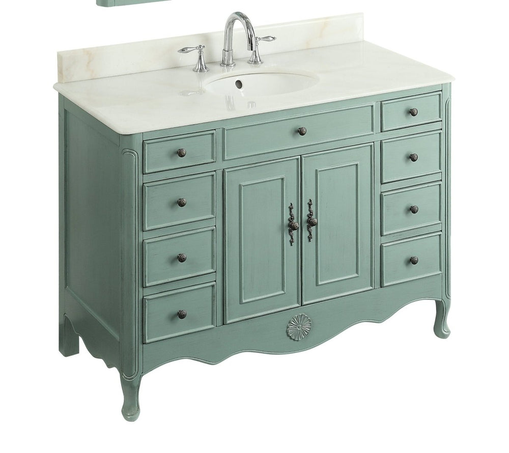 46 Inch Distressed Light Blue Cottage Style Fayetteville Bathroom Sink Vanity