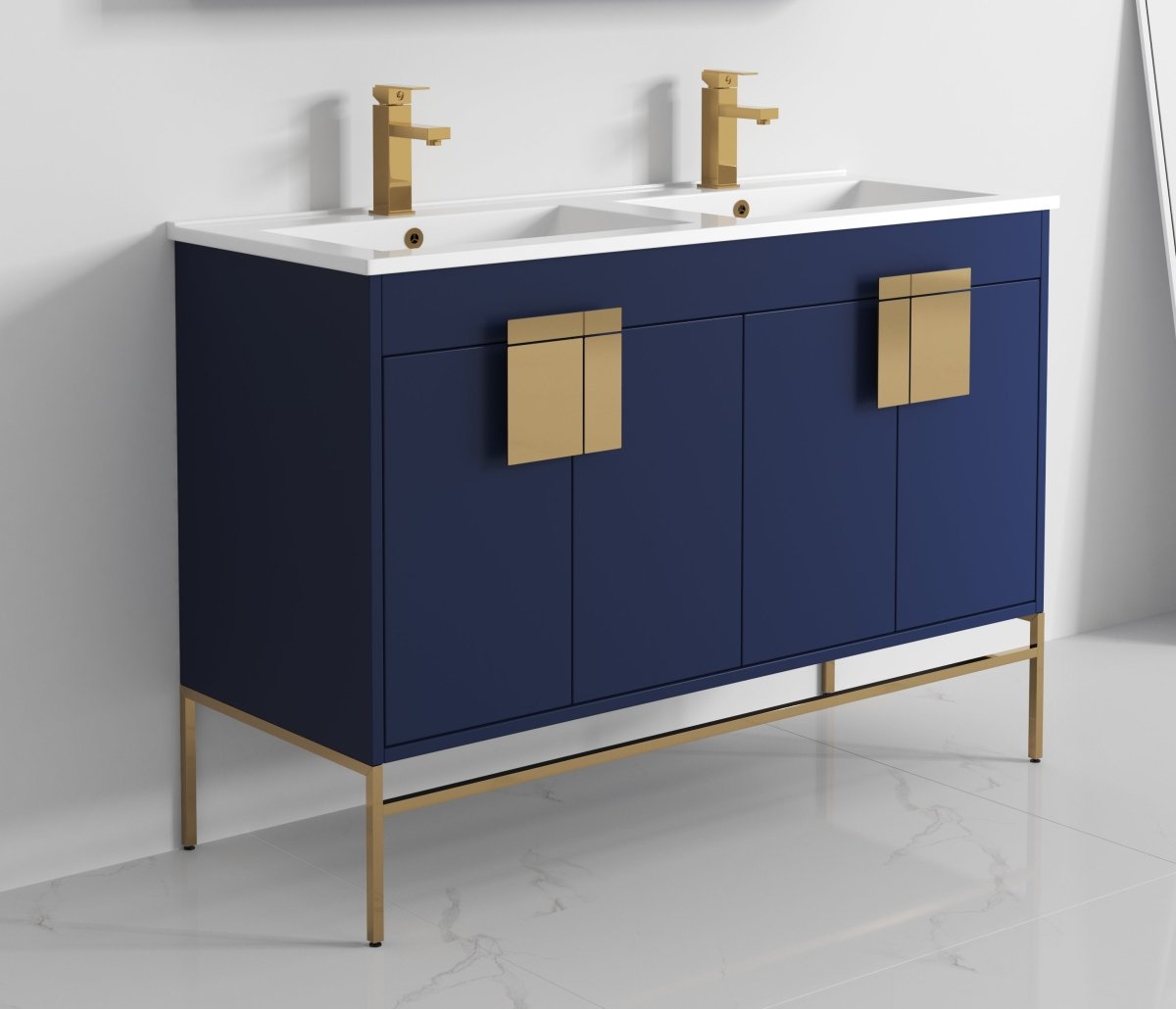 47" Tennant Brand Kuro Minimalistic Navy Blue Double Bathroom Vanity - CL-108NB-47QD - Bentoncollections