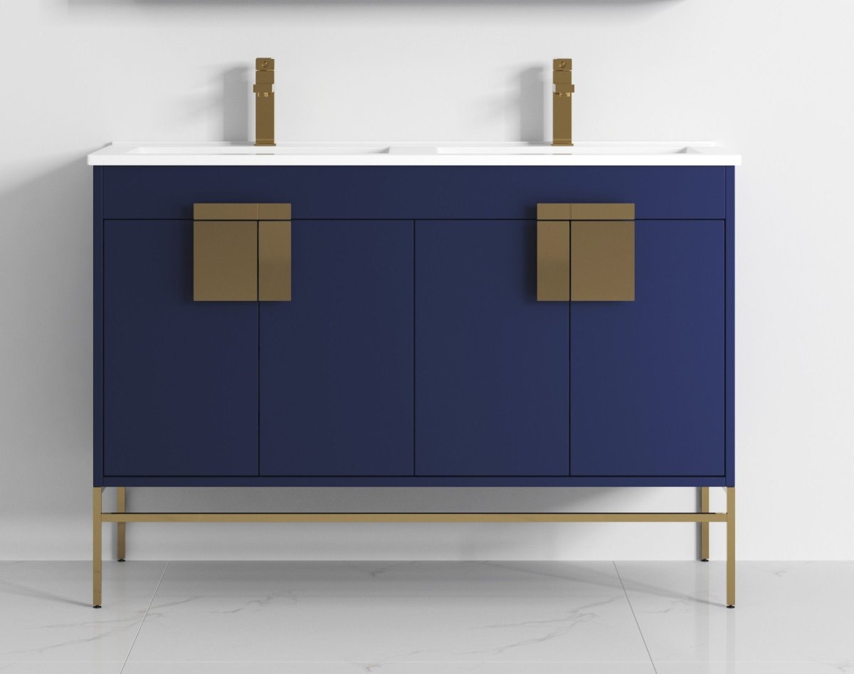 47" Tennant Brand Kuro Minimalistic Navy Blue Double Bathroom Vanity - CL-108NB-47QD - Bentoncollections