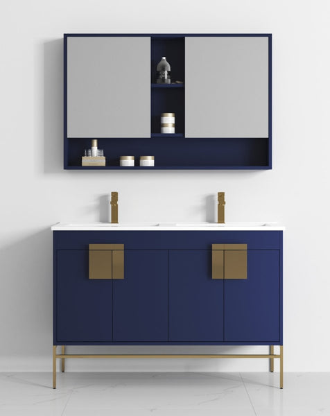 47" Tennant Brand Kuro Minimalistic Navy Blue Double Bathroom Vanity - CL-108NB-47QD - Bentoncollections