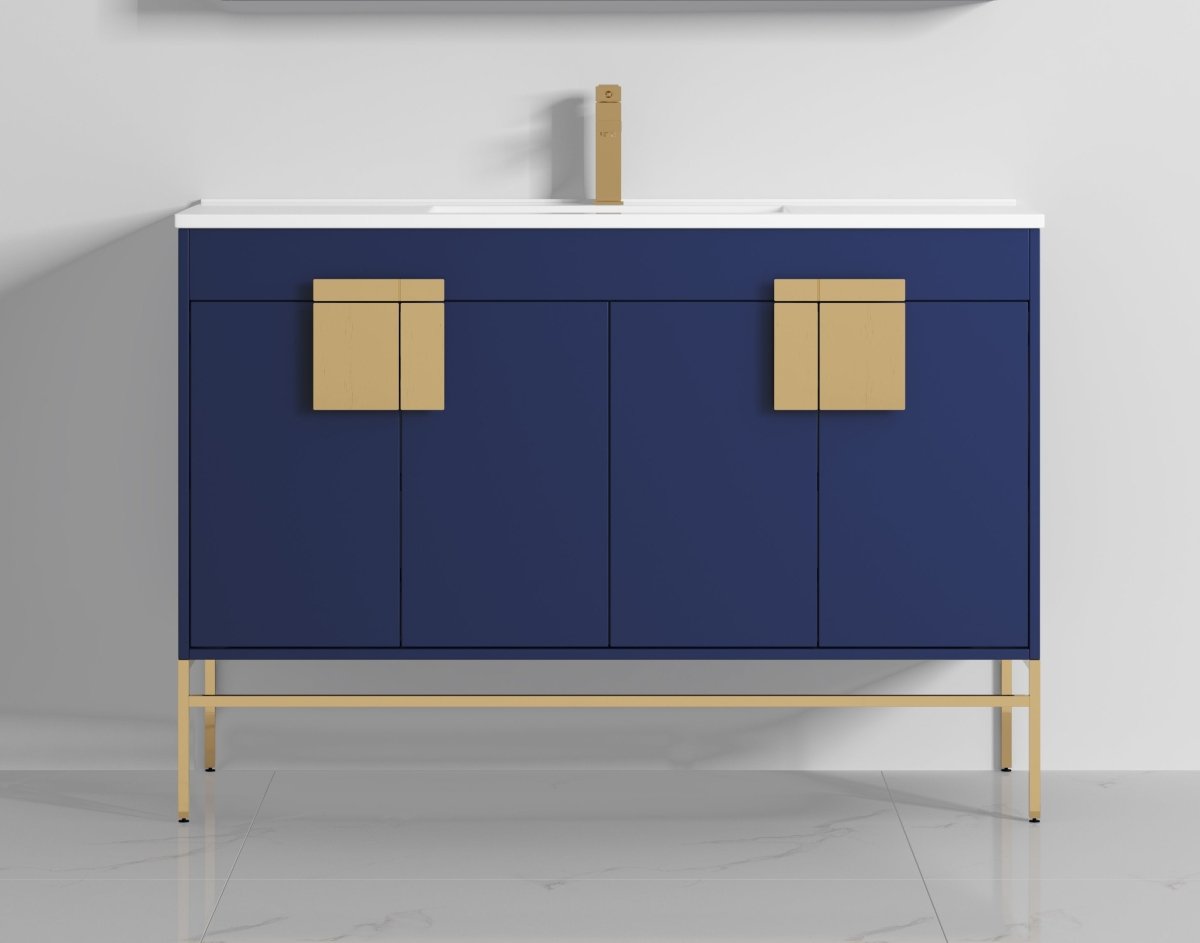 47" Tennant Brand Kuro Minimalistic Navy Blue Single Sink Bathroom Vanity - CL-108NB-50SK - Bentoncollections