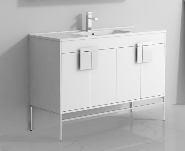 47" Tennant Brand Kuro Minimalistic White Single Sink Bathroom Vanity CL-101WH-50SK - Bentoncollections