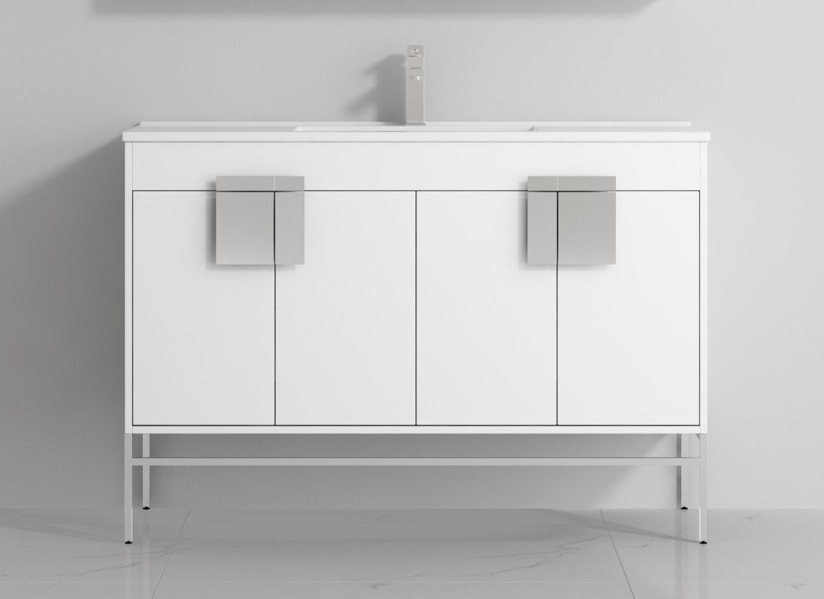 47" Tennant Brand Kuro Minimalistic White Single Sink Bathroom Vanity CL-101WH-50SK - Bentoncollections