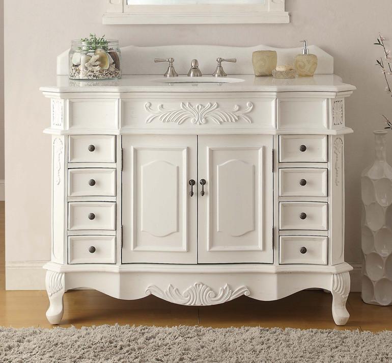 48" Antique white Morton Bathroom Sink Vanity - HF-2815W-AW-48 - Bentoncollections