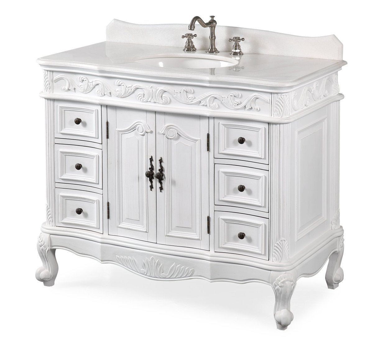 48" Antique White Traditional Style Single Sink Beckham Bathroom Vanity - SW-3882W-AW-48 - Bentoncollections