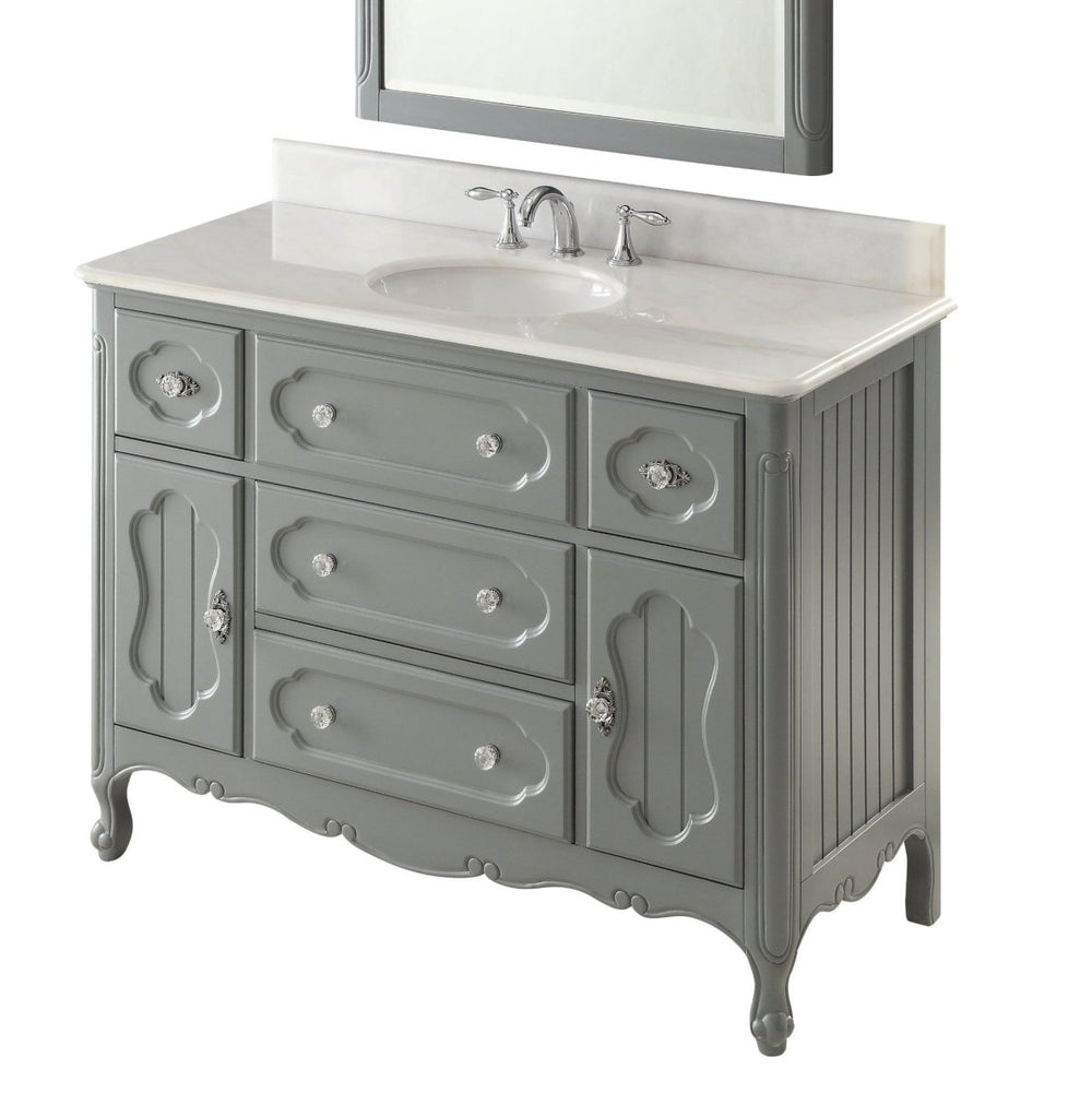 48 Inch Gray Charming Cottage Chic Knoxville Vanity with Marble Top
