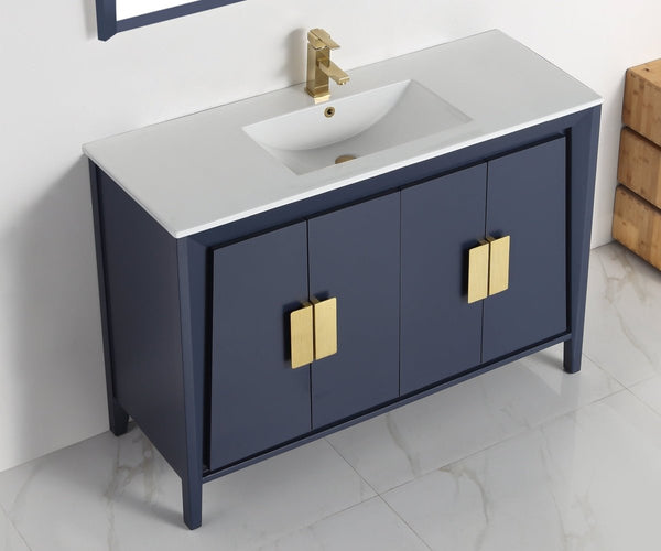 48" Larvotto Navy Blue Color Modern Bathroom Sink Vanity - CL-22NB47-ZI - Bentoncollections