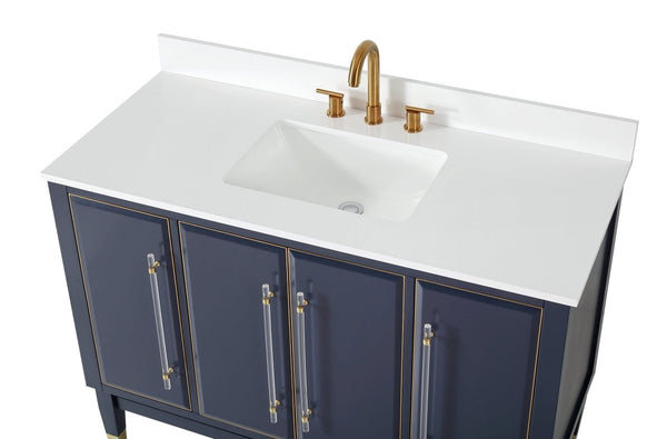 48" Tennant Brand Bertone Navy Blue Modern Bathroom Sink Vanity Q169NB-48QT - Bentoncollections