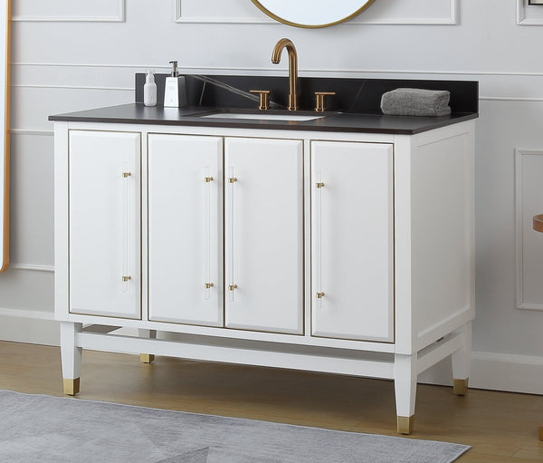 48" Tennant Brand Bertone White Modern Bathroom Sink Vanity Q164WT-48GT - Bentoncollections