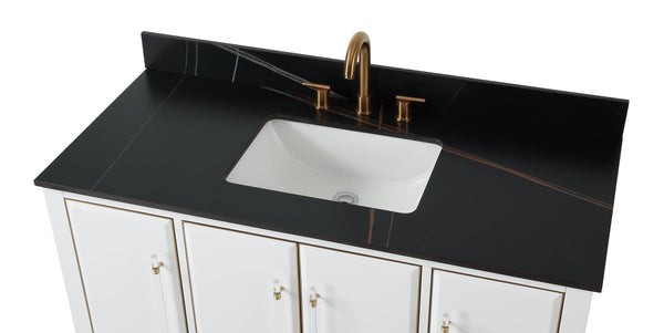 48" Tennant Brand Bertone White Modern Bathroom Sink Vanity Q164WT-48GT - Bentoncollections