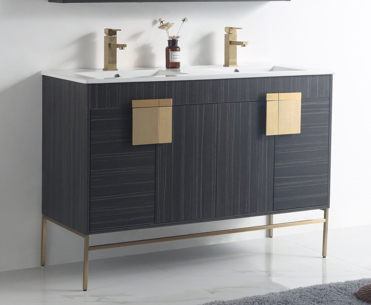 48" Tennant Brand Kuro Minimalistic Dawn Gray Double Bathroom Vanity - CL-102DG-47QD - Bentoncollections
