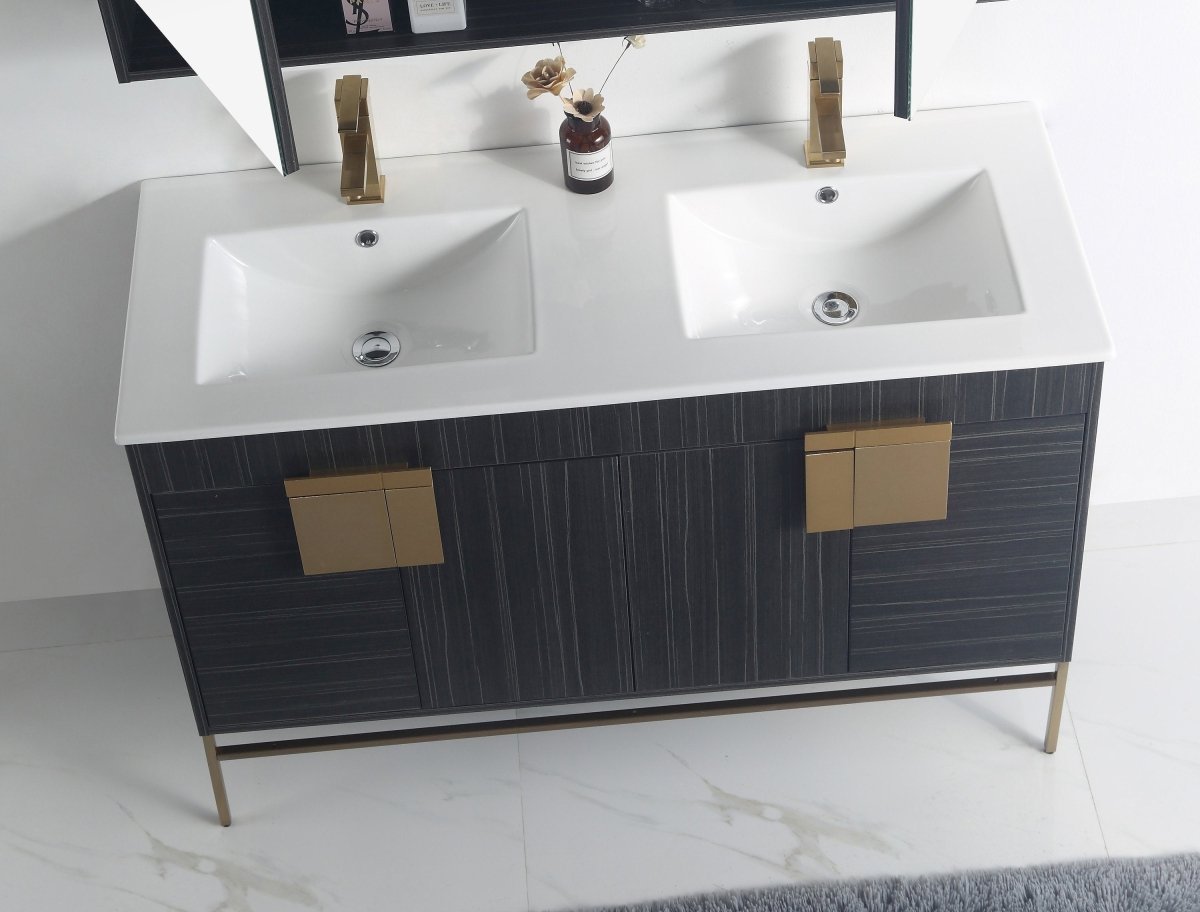 48" Tennant Brand Kuro Minimalistic Dawn Gray Double Bathroom Vanity - CL-102DG-47QD - Bentoncollections