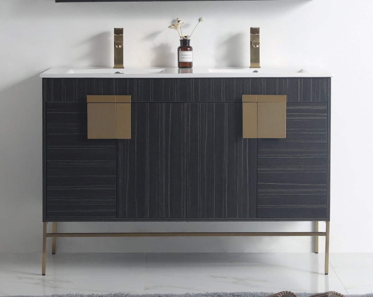 48" Tennant Brand Kuro Minimalistic Dawn Gray Double Bathroom Vanity - CL-102DG-47QD - Bentoncollections