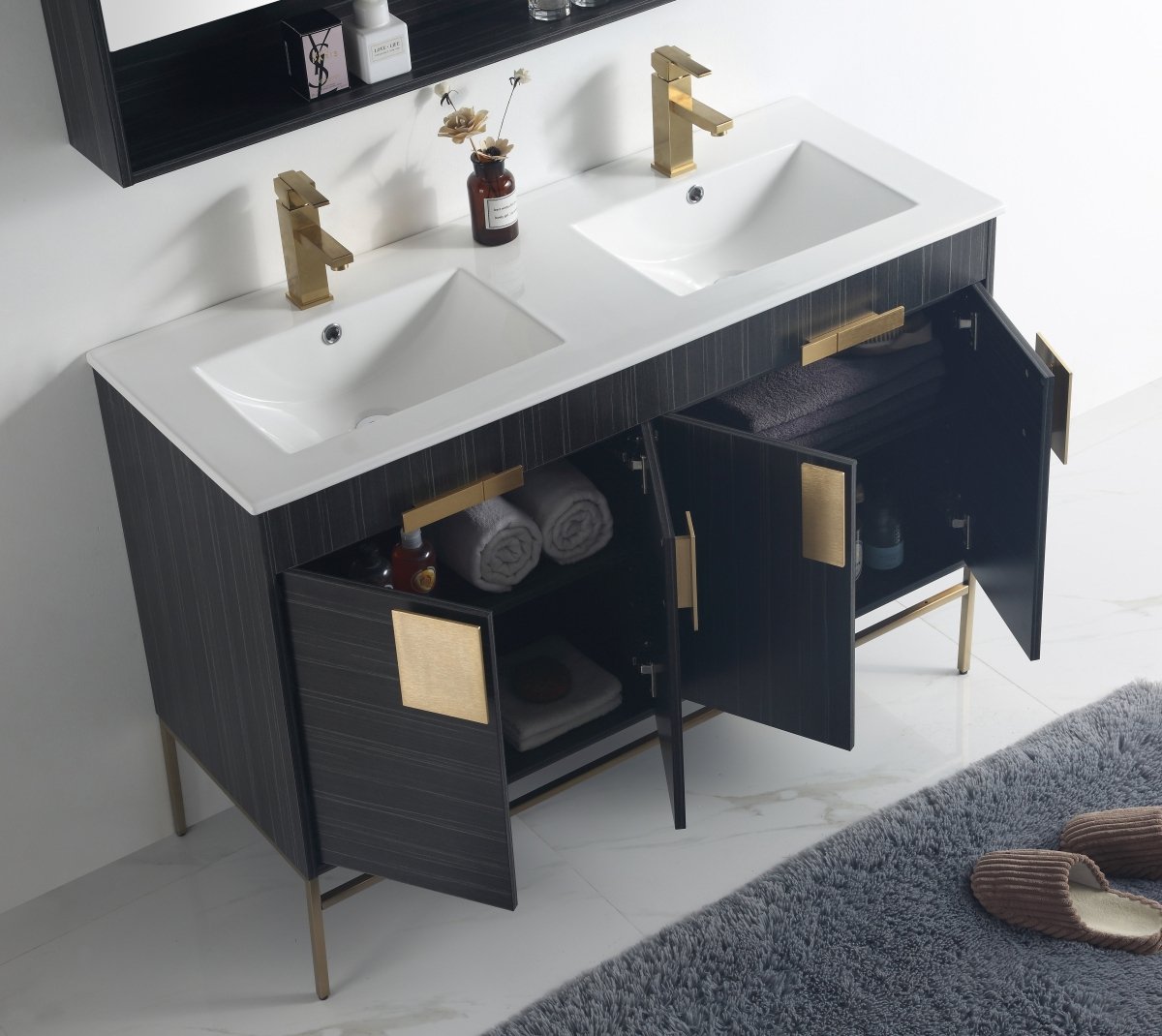 48" Tennant Brand Kuro Minimalistic Dawn Gray Double Bathroom Vanity - CL-102DG-47QD - Bentoncollections
