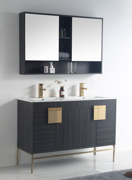 48" Tennant Brand Kuro Minimalistic Dawn Gray Double Bathroom Vanity - CL-102DG-47QD - Bentoncollections
