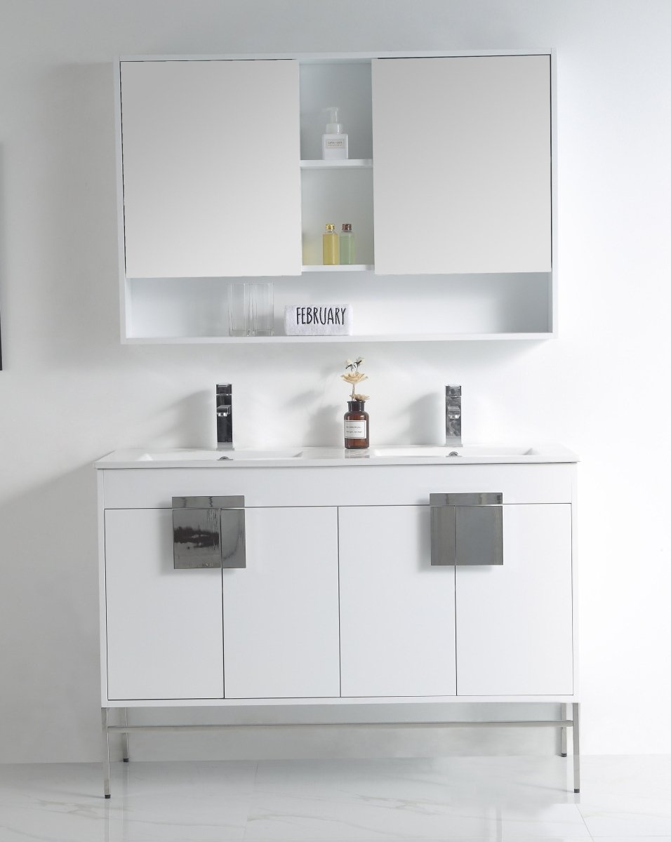 48" Tennant Brand Kuro Minimalistic White Double Bathroom Vanity - CL-101WH-47QD - Bentoncollections