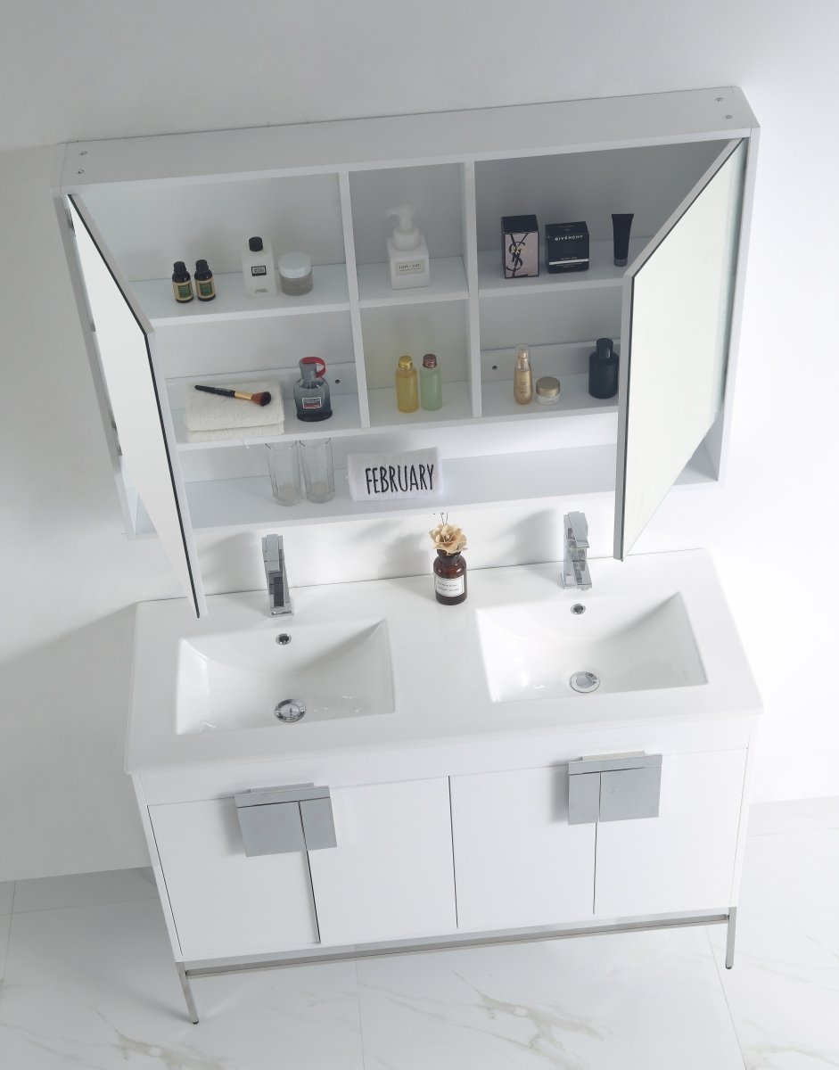 48" Tennant Brand Kuro Minimalistic White Double Bathroom Vanity - CL-101WH-47QD - Bentoncollections