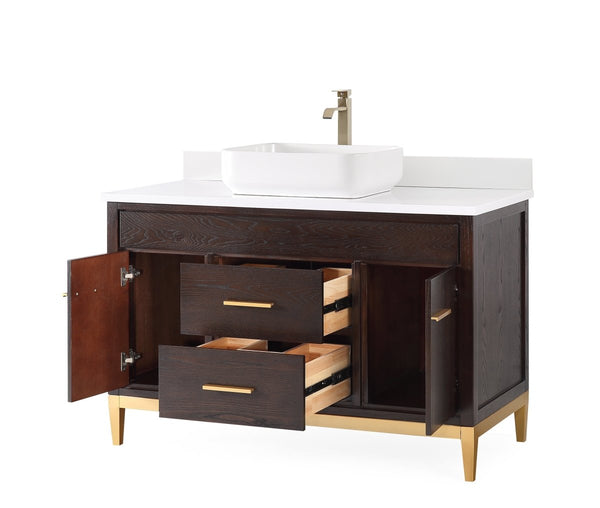 48" Tennant Brand Modern Style Beatrice Vessel Sink Bathroom Vanity - TB-9948DK-48QT - Bentoncollections