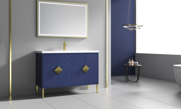 48" Tennant Brand Modern Style Navy Blue Eileen Bathroom Sink Vanity - AC-66NB48 - Bentoncollections