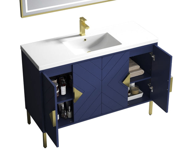 48" Tennant Brand Modern Style Navy Blue Eileen Bathroom Sink Vanity - AC-66NB48 - Bentoncollections