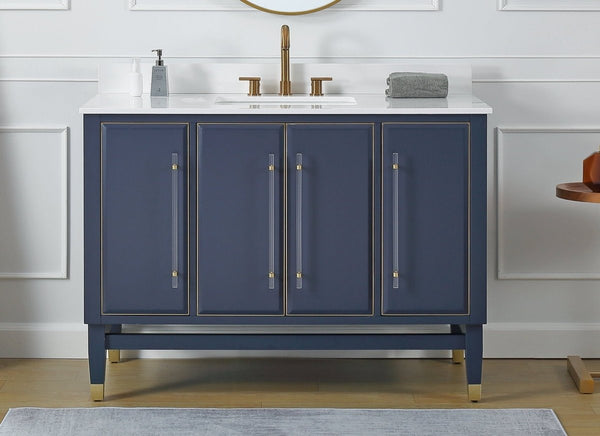 48" Tennant Brand Navy Blue Bertone Bathroom Sink Vanity - Model # Q169NB-48QT - Bentoncollections