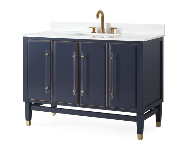 48" Tennant Brand Navy Blue Bertone Bathroom Sink Vanity - Model # Q169NB-48QT - Bentoncollections