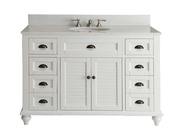 49" Cottage Style White Glennville Bathroom Sink Vanity - GD-28327W - Bentoncollections