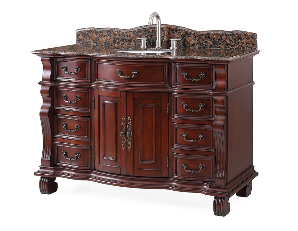 50" Cherry Wood Hopkinton Bathroom Sink Vanity Baltic Brown Stone Top GD-4437SB-50 - Bentoncollections