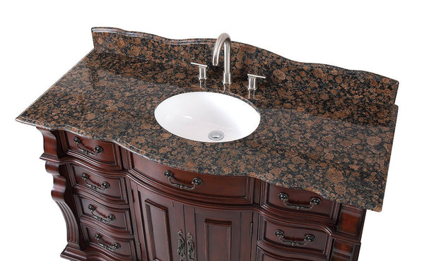 50" Cherry Wood Hopkinton Bathroom Sink Vanity Baltic Brown Stone Top GD-4437SB-50 - Bentoncollections